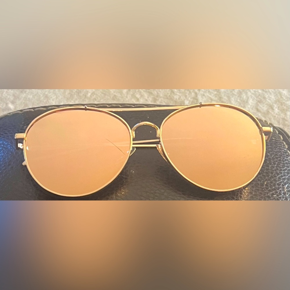 Rose gold mirror aviator sunglasses by Perverse